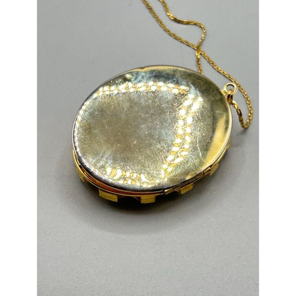 Vintage Floral Locket Gold Tone Necklace Oval Picture Holder Keepsake Floral - Picture 5 of 8